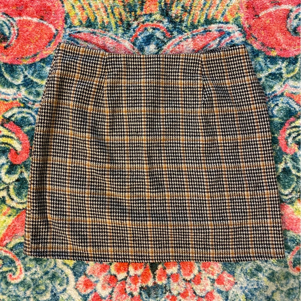 SHEIN Black and Tan Plaid Mini Skirt